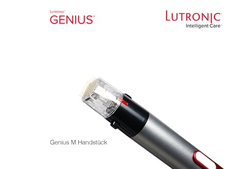 Lutronic GENIUS M Handstück mit feinen Mikronadeln für präzises Radiofrequenz-Microneedling beim Hautarzt